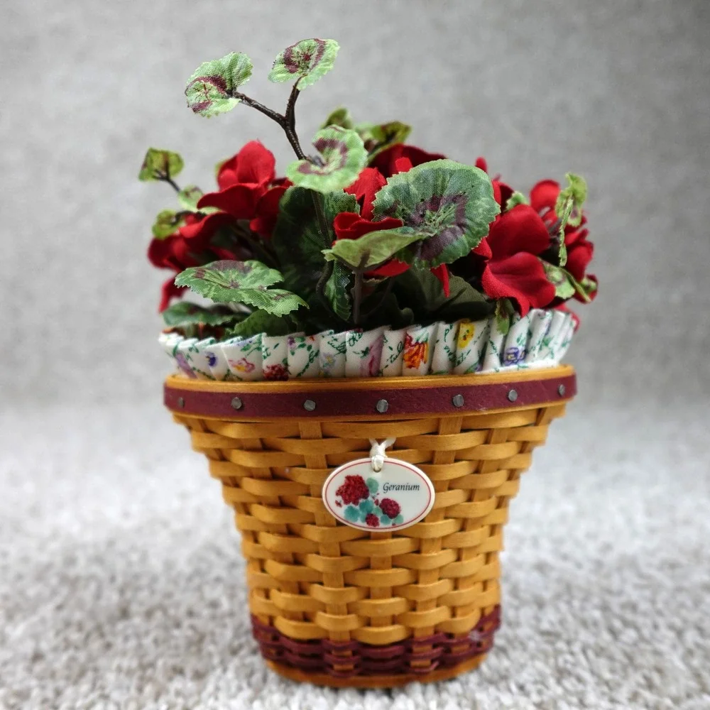 Longaberger‎ 2005 Collectors Club May Series Mini Geranium Basket Set Red Floral